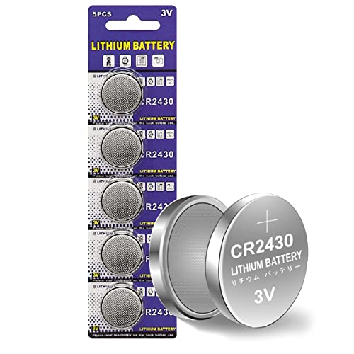 Cotchear 5Pcs CR2430 Button Battery 3V Electronic Lithium Coin Cell Batteries DL2430 BR2430 ECR2430 KL2430 EE6229 for Watch Toy Clocks