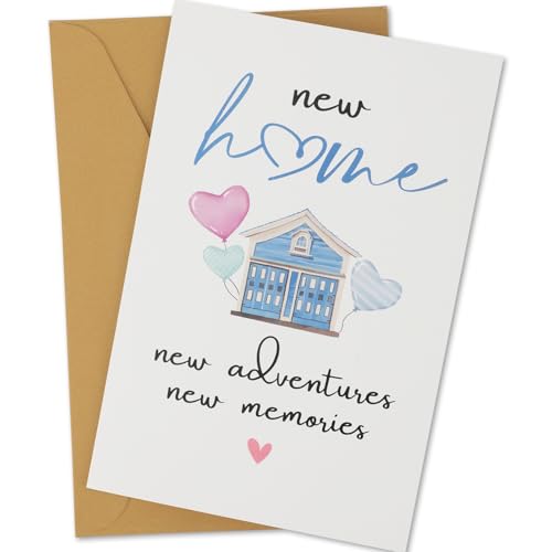 XIHIRCD Tarjeta Nueva Casa, 20,5x13,5cm Tarjeta Regalo Casa Nueva con Sobre Tarjeta de Felicitación de Inauguración de La Casa Tarjeta de Regalo de Inauguración de La Casa Hogar Dulce Hogar Oro