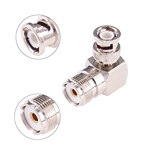 Adaptador coaxial BNC macho a UHF hembra ángulo derecho x2 miniatura 5