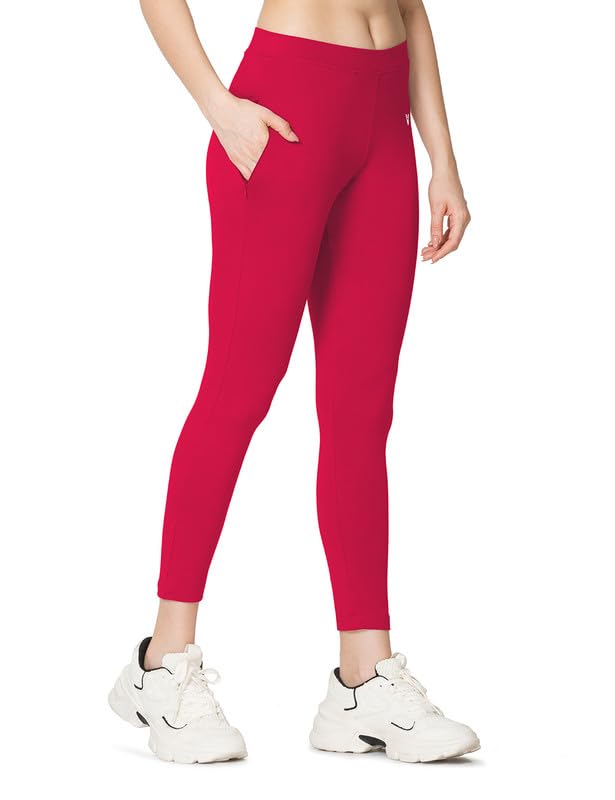 Image of VSTAR PL02 Women Ankle Length Stretchable Slim Fit Leggings with Secured Side Pocket | Moisture-Wicking | Soft Waistband & Cotton-Elastane Fabric
