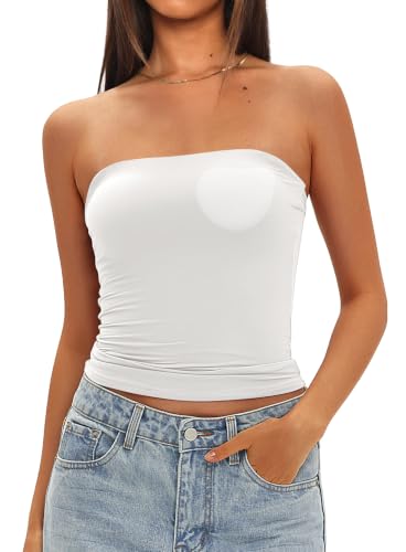 Darong Women's Crop Tube Tank Top 9205 White M