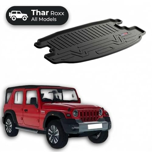 Image of 3D TPE Car Boot Mat for Thar Roxx (All Models) Custom Fit, Heavy Duty & Anti-Slip Boot Mat | All Weather Resistant, Waterproof & Dustproof Trunk Liner, Car Dicky Mat for Thar Roxx