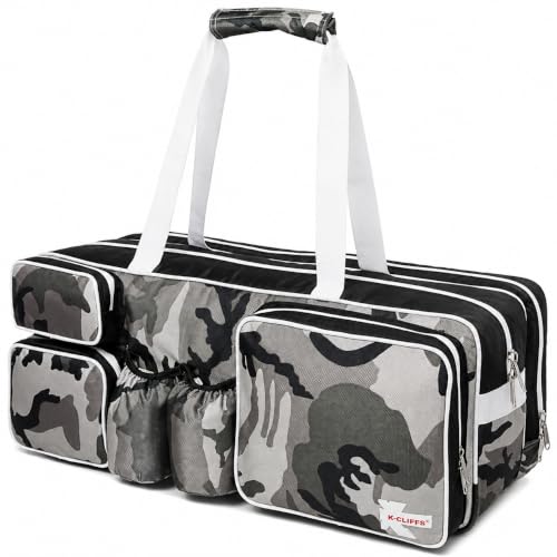 K-Cliffs Tennis Racket Bag for Men & Women - Large Capacity Sports Travel Backpack for Tennis, Badminton, Squash with Shoe Compartment & Dual Water Bottle Pockets, Urban Camo