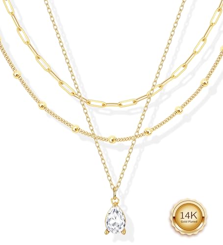 Kakonia Layered Gold Necklace for Women 14K Gold Plated...