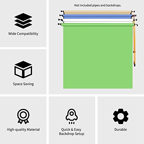 Selens Sistema de soporte de pared para fotografía de 4 rollos, soporte de fondo manual, sistema de soporte para estudio fotográfico, montaje en pared, incluye (4) cadenas, (2) ganchos individuales, - imagen 5
