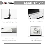 Liquidraw A2 Art Teczka z 20 rękawami | rozmiar rękawa mierzy 61 cm x 45 cm, idealna spiralna teczka do przechowywania dla artystów, architektów, rysowania, malowania, przechowywania dokumentów