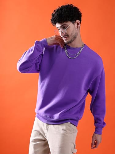 Image of The Indian Garage Co Men Oversized Solid Crew Neck Overhead Sweatshirt