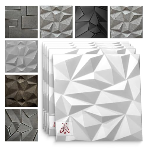Eurodeco Paneles 3D de revestimiento de pared en 3D, paneles decorativos de techo, decoración de pared, adhesivos de pared de poliestireno XPS poliestireno, 50 x 50 cm, 3 mm de grosor, circonita