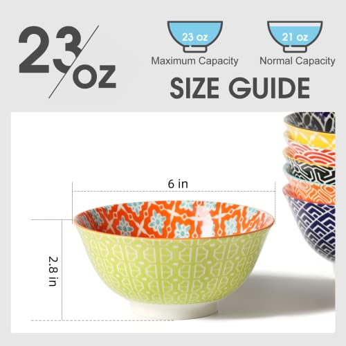 Metahom Ceramic Cereal Bowls, 23 Oz Colorful Soup Bowls, Deep Porcelain Bowl Set For Salad thumb #3