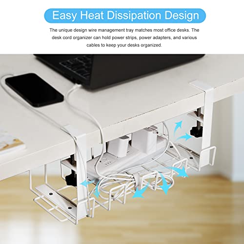 Patikil Cable Management Tray Under Desk, 2 Pack Wire Management Rack Wire Organizer Cable Organizers For Office Home, White #TOP4