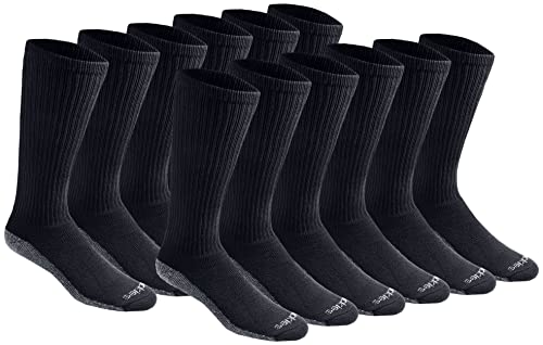 Dickies Men's Dri-Tech Moisture Control Boot-Length Socks, Available in L-XL (6, 12 Pairs) Black (12...