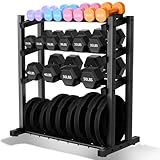 1100LBS Weight Rack for Home Gym, Upgraded 4-Tier Dumbbell Rack, Barbell Holder Bumper Plate Storage Rack with Adjustable Height & Width Design, Heavy Duty Weight Storage Organizer (Rack Only)