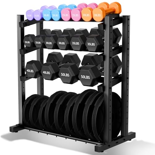 Heavy Duty 4-Tier Weight Rack with Adjustable Design