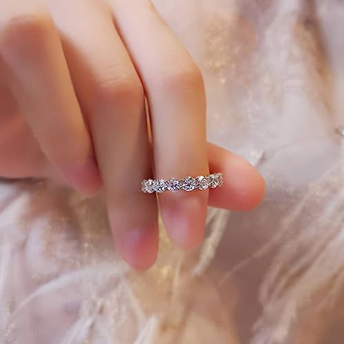 Moissanite Rings, Sterling Silver Eternity Stackable Ring Band, Promise Engagement Wedding Rings for Women Girls, Size 5-10, 1.9-2.3ct Moissanite Wedding Band2