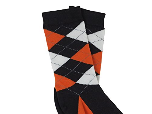 vangobeauty MEN ARGYLE SOCKS Orange Black and White Argyle- Dress Socks- size 7-133