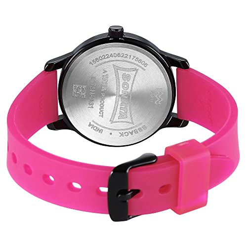 Image of Sonata Splash Quartz Analog Black Dial Pink Plastic Strap Watch for Women - 8178NP02