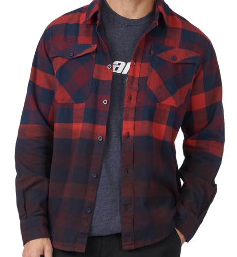 Generic CAN AM DIP-Dyed Flannel Shirt Men Large - 4546510935 Red/Burgundy