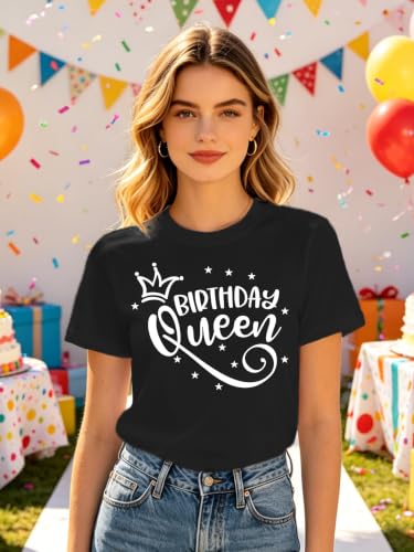 Image of Birthday Shirts Women Happy Birthday Queen and Squad Tee Tops
