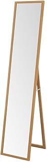 Comprar LOLAhome - Espejo de pie vestidor para Cuerpo Entero con Marco de 20mm de Madera Natural de 153x33 cm