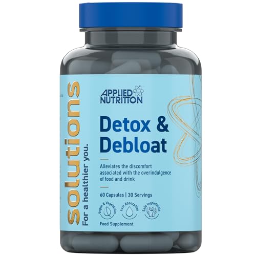 Applied Nutrition - Solutions - Detox & Debloat - Vegan Capsules with Activated Charcoal, Milk Thistle & Dandelion Root Extract – Reduces Bloating & Supports Liver Health (60 Capsules – 30 Servings)