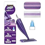 Swiffer WetJet Kit De Démarrage Système De Spray Tout-En-Un Avec 1 Lingette Microfibre Lavable Et 6 Lingettes Jetables
