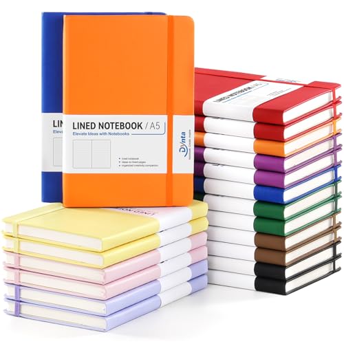 Dynta 20 Pack Hardcover Leather Journal Notebooks, A5...