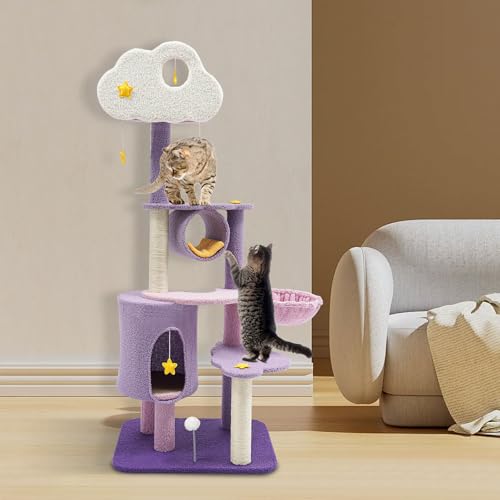 Árbol para gato grande multiescala color púrpura miniatura 4