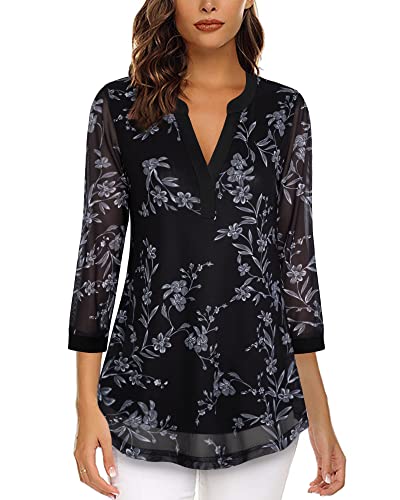 Timeson Women's Casual 3/4 Sleeve V Neck Dress Shirts Double Layers Mesh Tunics Tops
Timeson Women's Casual 3/4 Sleeve V 