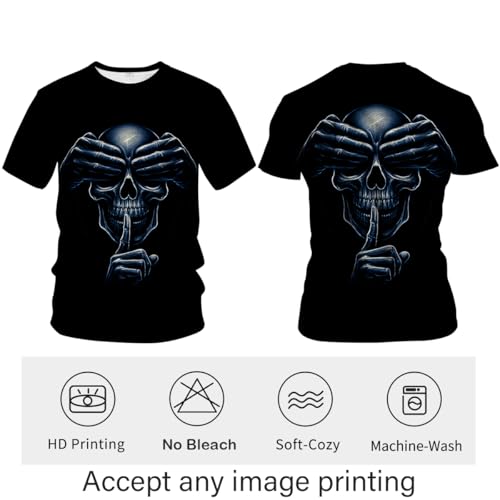 Blissboy Funny Skull Graphic T-Shirt Novelty Short Sleeve Crewneck Shirt