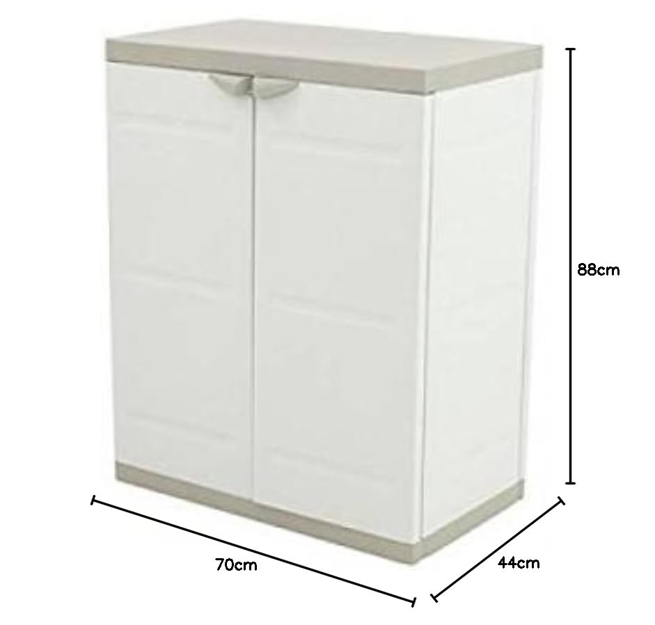 Plastiken 0005674 Medio Armario Titanium, Beig, 70 cm 2 Estantes, 70 cm x 44 cm x 88 cm