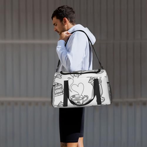 Sac pour articles personnels noir, la solution de rangement avec imprimé thé