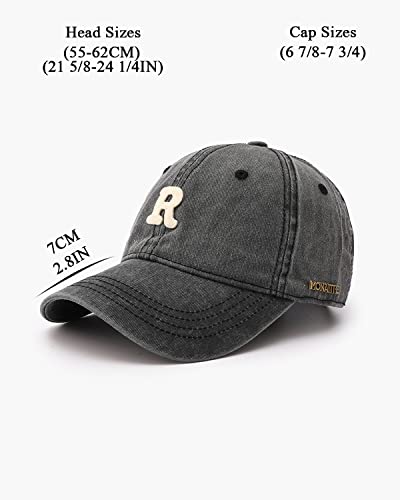 Gorra de béisbol denim con letra R ajustable unisex miniatura 2