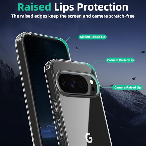 Image of ONES for Google Pixel 10 Pro / 10 Slim Case Clear, PC + TPU Hybrid, Military-Grade Drop Gurad, Anti-Yellowing, Anti-Slip, Shockproof Silicone Hard Cover, Scratch Resistant, Transparent Case