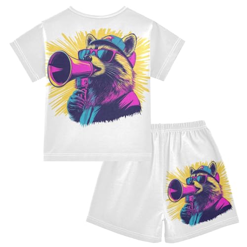 Bear Sunglass Yellow Pajama Set Short Sleeve Pajamas Shorts Sets Cotton Soft Loungewear Sleepwear 5Y2