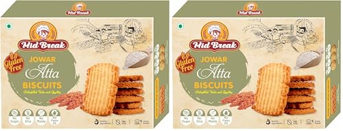Image of MidBreak Jowar Atta Biscuits - 200g Pack of 2 | Millet Cookies | No Maida | Egg-Free | No Added Sugar | Palm Oil Free | High in Fiber & Protein | Wholesome Baked Snack
