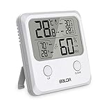 Großer Bildschirm Thermo-Hygrometer - Das Thermo-Hygrometer ist mit einem großen und stromsparenden LCD-Bildschirm ausgestattet, mit dem Sie Temperatur und Luftfeuchtigkeit klar sehen und Ihre Sehkraft schützen können.