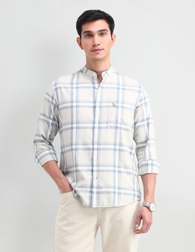 Image of U.S. POLO ASSN. Men's Pure Cotton Regular Fit Grid Tattersall Checked Shirt
