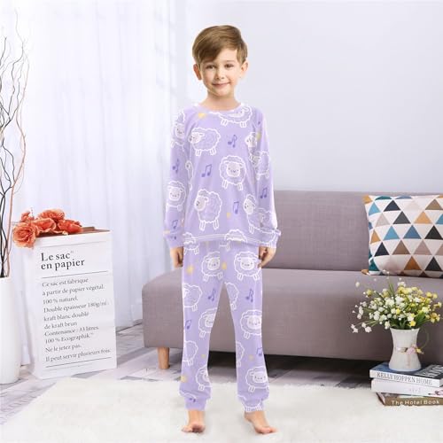 Little Sheep Music Soft Pajama Set for All Seasons,Breathable Pjs Long Sleeve Sleepwear,Comfy Loungewear 2 Piece Underwear Set 4T4