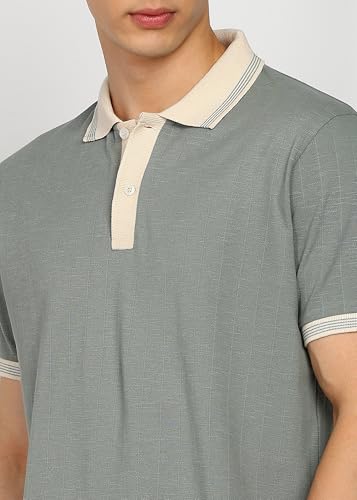 Image of Alan Jones Clothing Men's Textured Cotton Rich Polo T-Shirt | Classic Short Sleeve Polo for Casual Wear