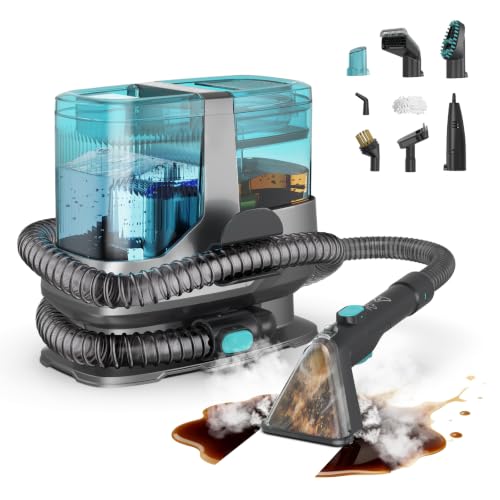 Portable Steam Carpet Cleaner, 203°F High Temp Steam & 18,000Pa Suction, Deep Stain & Odor Removal, Spot Cleaner for Pets, Kids, Home Upholstery, Stairs & Car Detailing