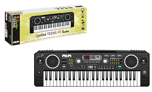 WS - Syntezator - 49 klawiszy - Teens - 610600-66 cm - Czarny - Idealny dla początkujących - Muzyka - Instrument - IZZY - Inicjacja pianina - Amatorzy muzyki - Kabel USB dołączony - Mikrofon