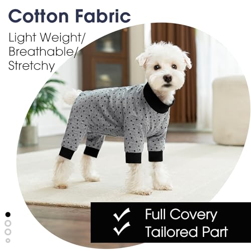 Image of Dog Surgery Recovery Suit for Small Dogs, 4-Legged Dog Onesie After Surgery with Back Snaps, Breathable Cotton Spay and Neuter Bodysuit for Female and Male Dogs