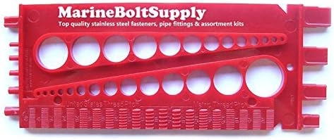 Miniatura 2 de Marine Bolt Supply Medidor de tuercas, pernos y tornillos estándar y métrico (grueso y fino) Diámetro, longitud y paso de rosca (Rojo)
