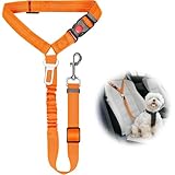 犬 シートベルト 犬 車 シートベルト バックル 犬リード小型犬 飛びつく防止 簡単装着 伸縮 猫 犬用 （オレンジ）