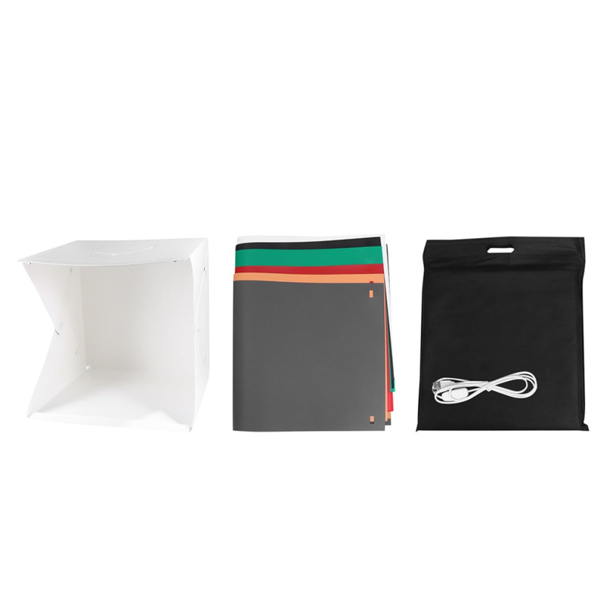 TEHAUX Mini Boîte Photo Portable Fond Photographique Blanc en PVC et Polyester Tente de Photo Pliable 40cm Lumière LED Intégrée pour Gadgets et Chaussures