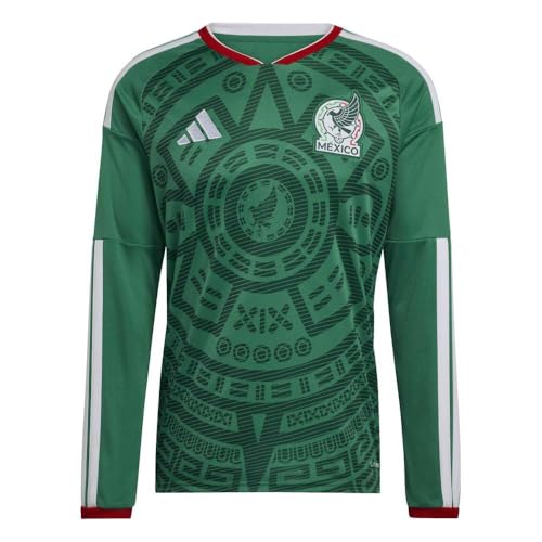 adidas Men's Mexico 26 Home Replica Long Sleeve Jersey, Bold Green