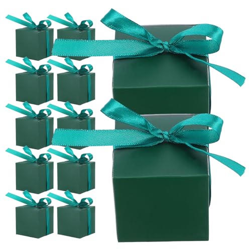 Holibanna Lot de 50 Petites Boîtes à Dragées en Papier Kraft Vert Ruban, Design Multifonctionnel, pour Mariages, Anniversaires et Grandes Fêtes