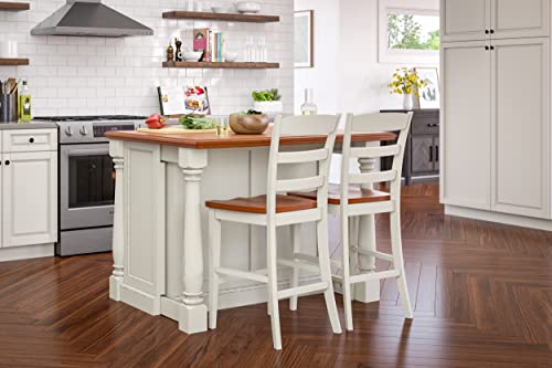 Homestyles Monarch Kitchen Island Set, With 2 Stools, Off-White #TOP2