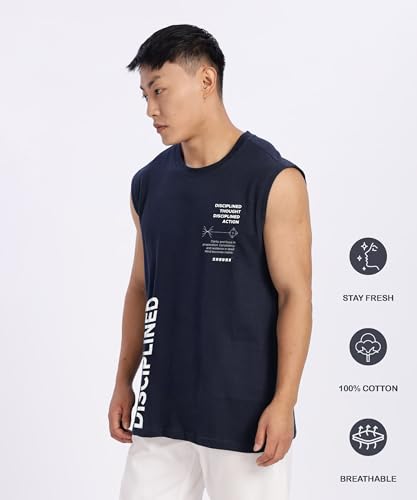 Image of SHODOX Men's 100% Cotton Tank Tops Round Neck Sleeveless Sports Loose fit Vest (Pack of 1)