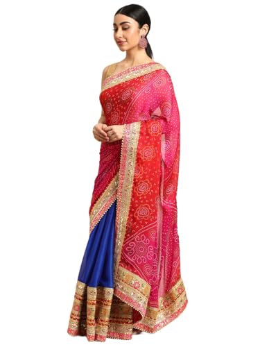 Pandadi Saree Women's Elegance Chiffon Bandhani Saree with Heavy Lehenga Design